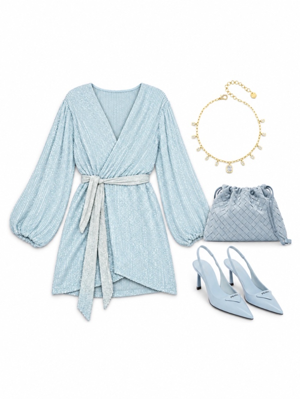 Retrofete Gabrielle sequin robe dress in Baby Blue Sixe XXL - Picture 6 of 7